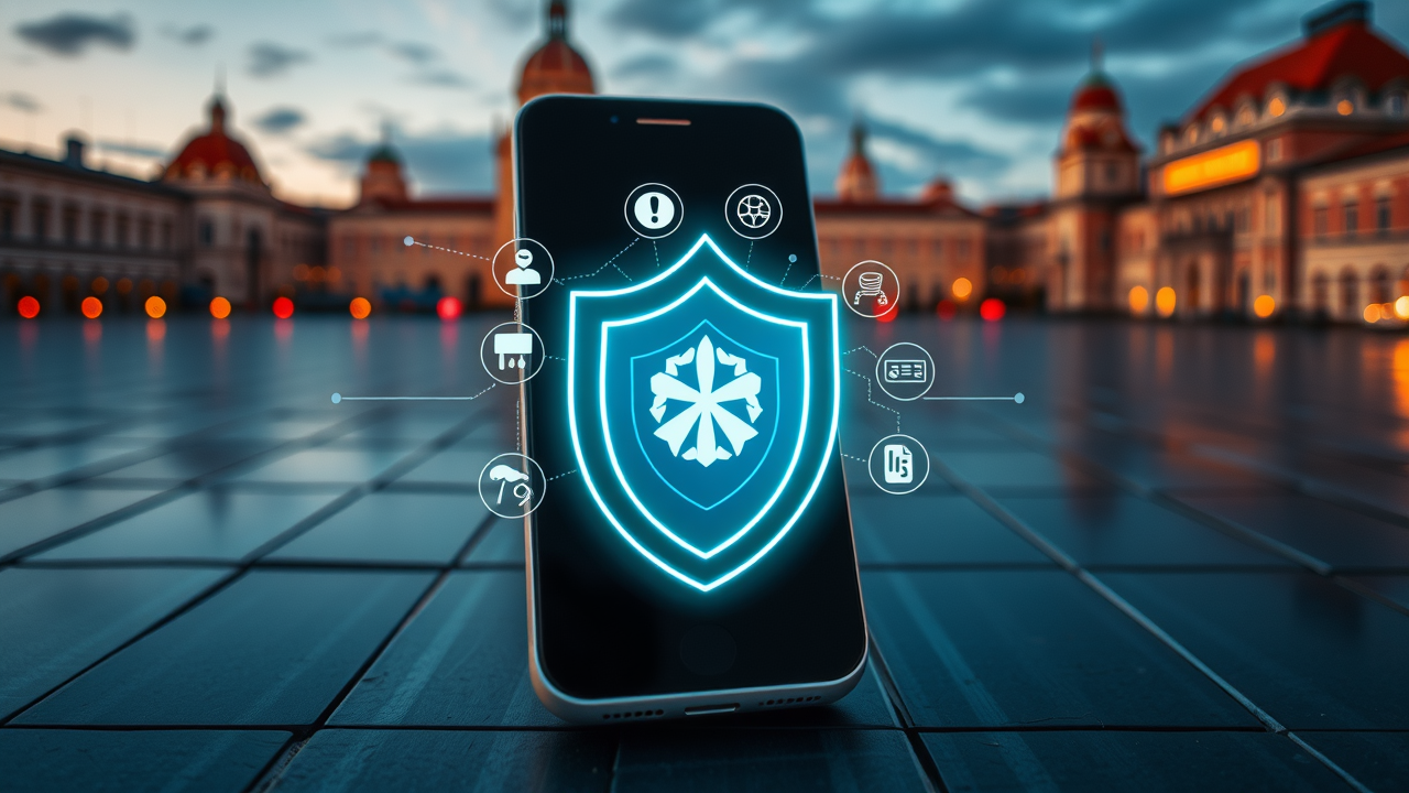 Imagem destacando a segurança digital de um smartphone.