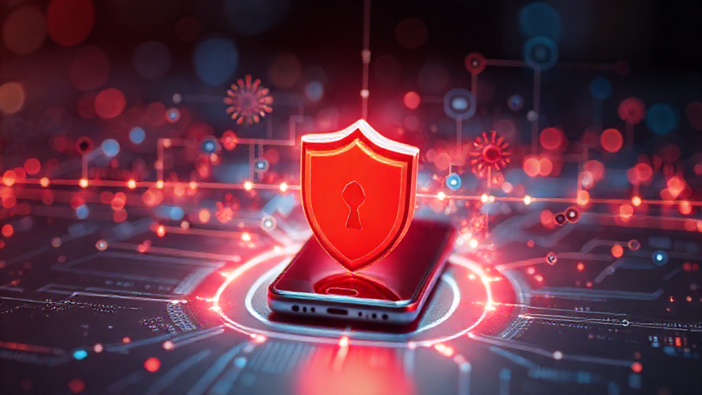 Imagem ilustrativa de um celular com aplicativo de antivírus