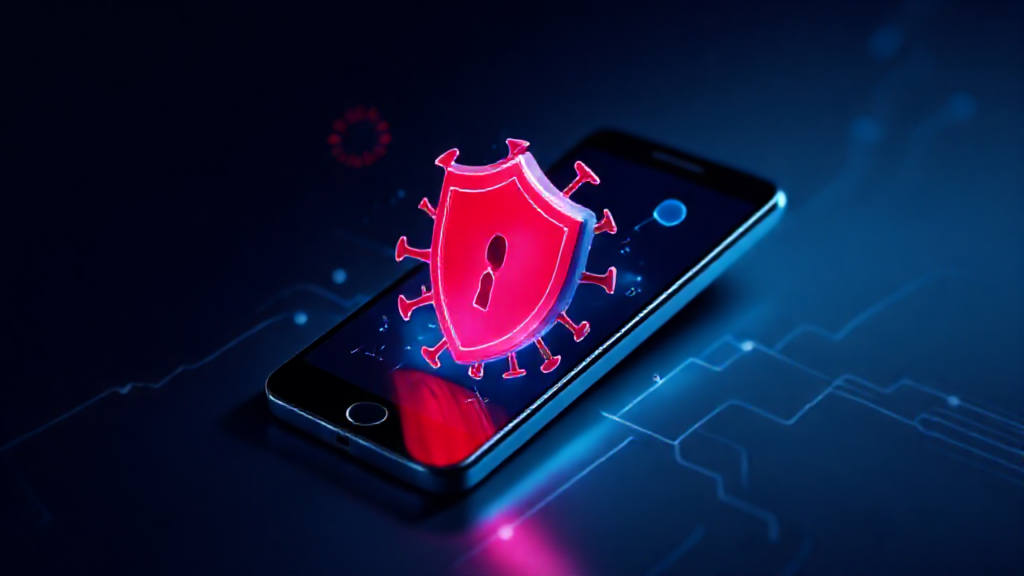 Imagem de um celular exibindo uma notificação de antivírus em ação, simbolizando a proteção contra ameaças digitais.