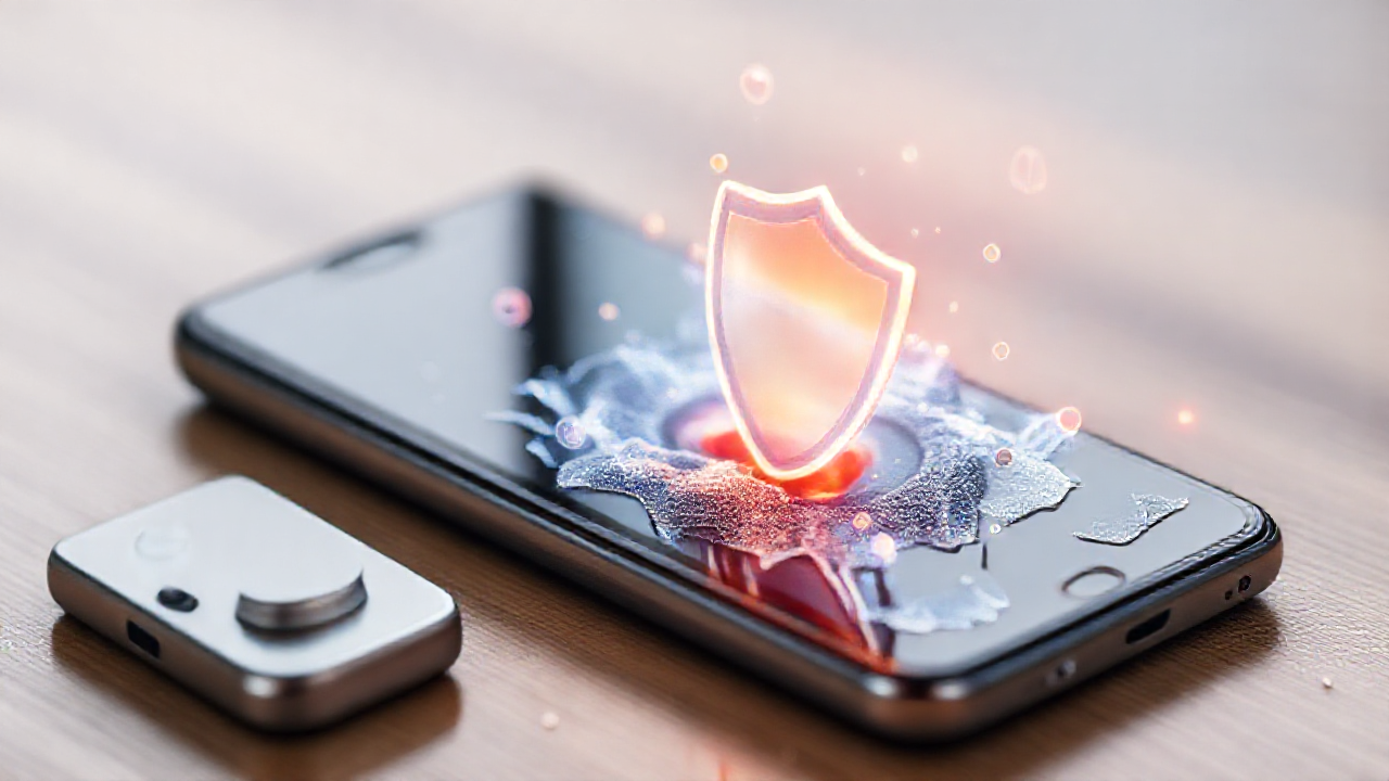 Imagem de um celular exibindo um aplicativo antivírus em funcionamento, simbolizando proteção e limpeza.