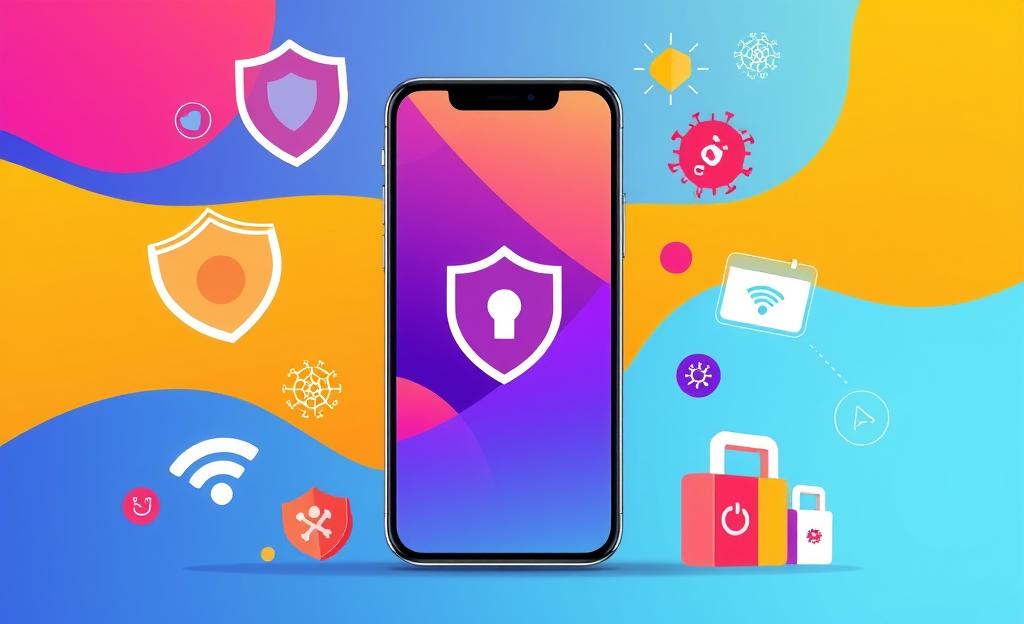 Imagem de um smartphone com aplicativo de antivírus grátis na tela.