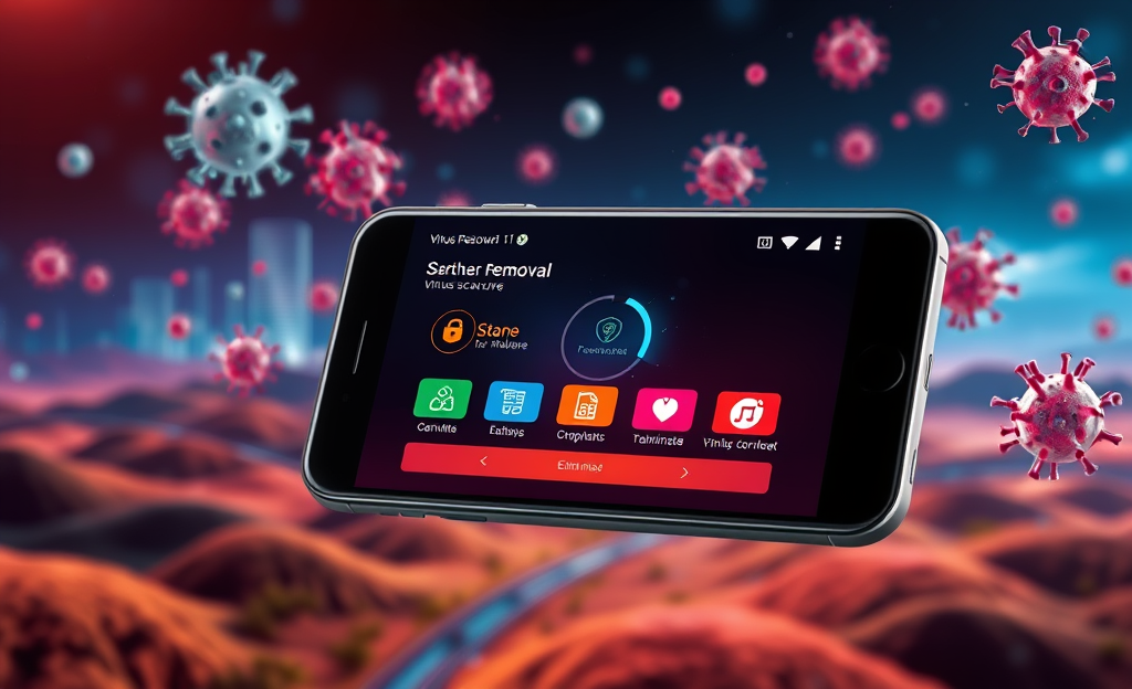 Imagem ilustrativa de um aplicativo para remoção de vírus em celular.