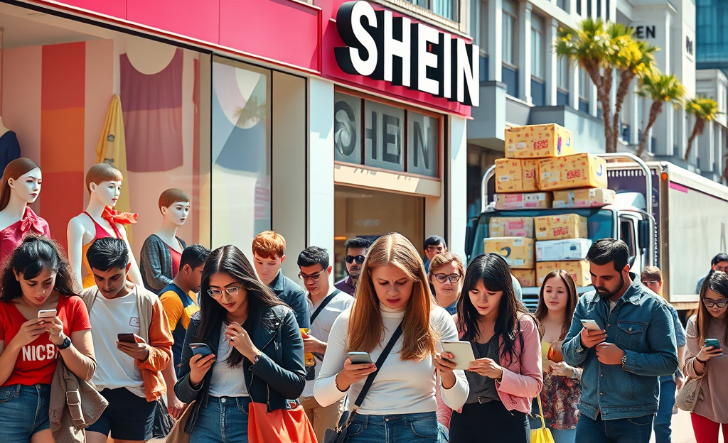 Imagem sobre as atualizações e desafios na SHEIN, mostrando produtos e usuários insatisfeitos.