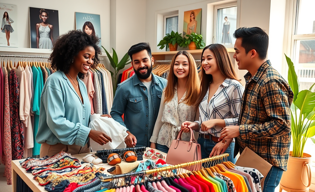 Imagem ilustrativa sobre o sistema de itens grátis da SHEIN, mostrando roupas e acessórios disponíveis.